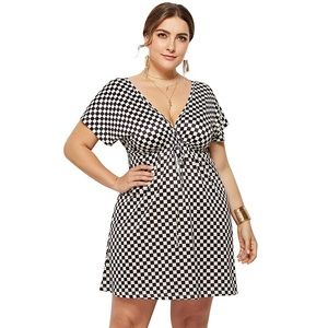 NEW Check black and white plus size Sundress